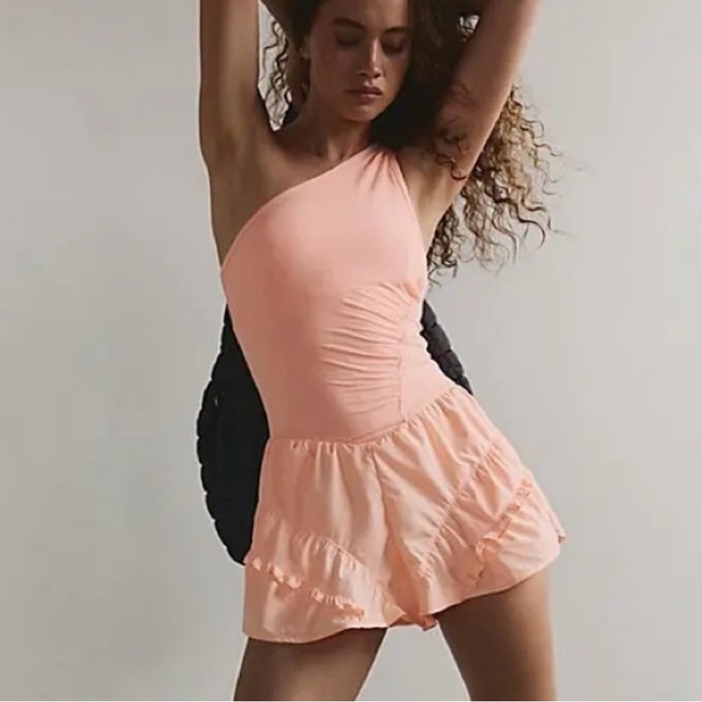 Free People Movement Pastel Peach Ruffled Romper
